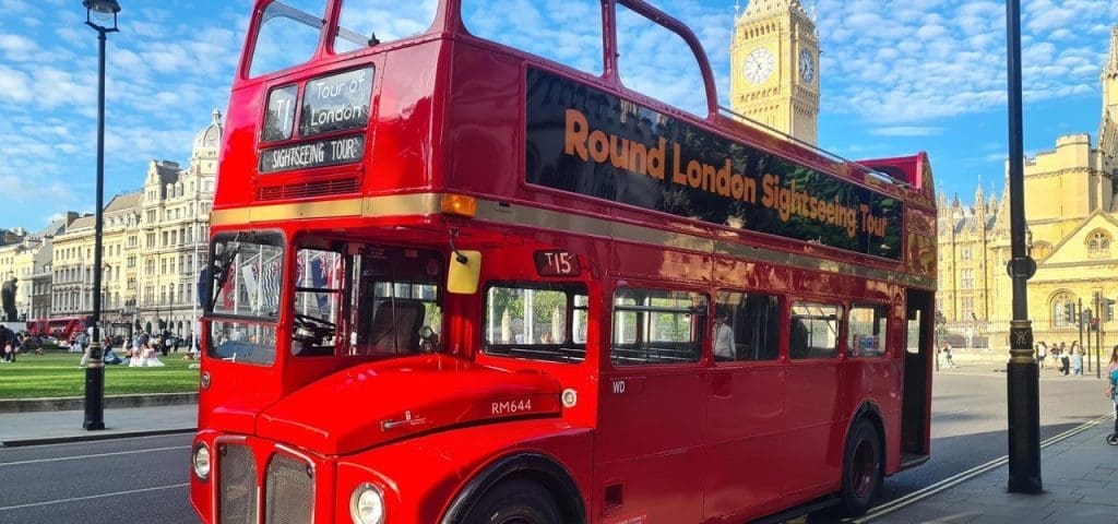 London traditional red bus