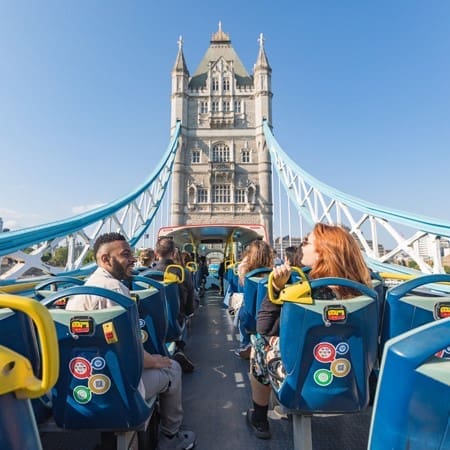 tower bridge with bus and school pupils
