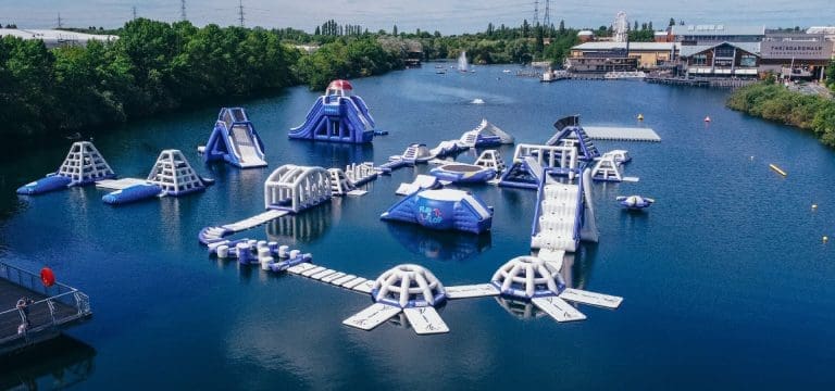 water assault course on a lake