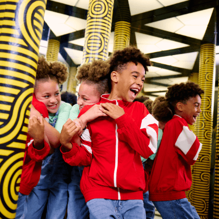 school pupils in a maze at Paradox museum
