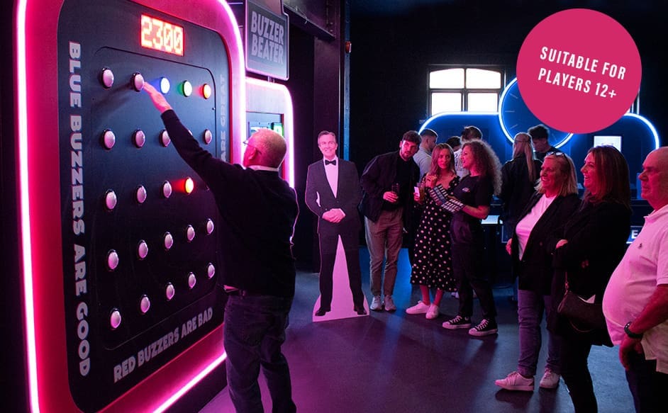Gameshow All-Stars Sheffield 1 students at an indoor activity themed gameshow doing puzzles