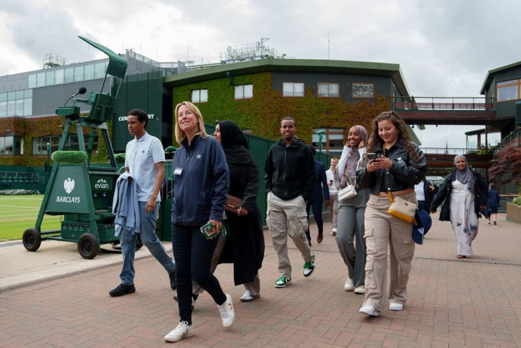 The Championships Wimbledon 4 school group walking around Wimbledon Tennis courts in London