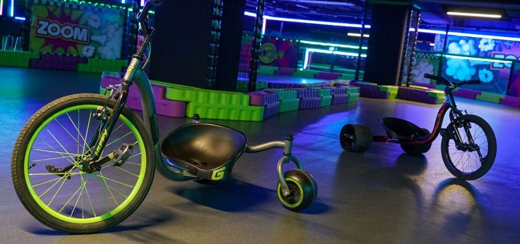 Flip Out Indoor Adventure Park Canary Wharf 1 to small indoor pedal bikes for primary school children