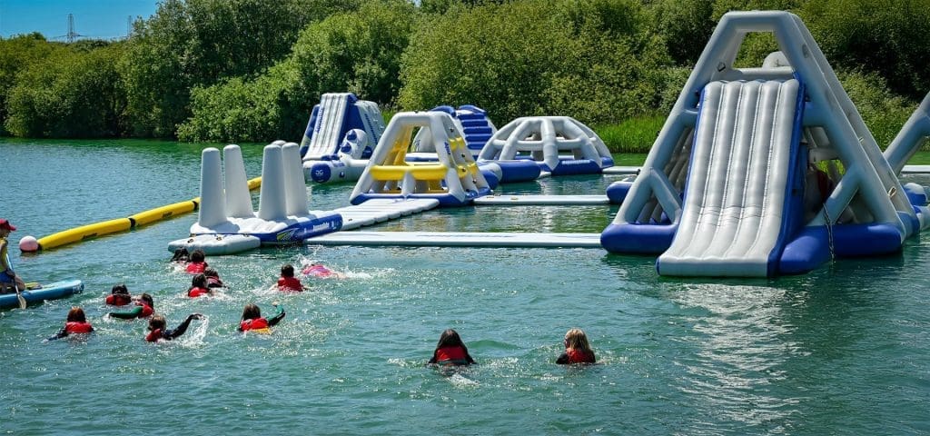 Action Watersports Kent 2 outdoor water sports inflatables on a lake