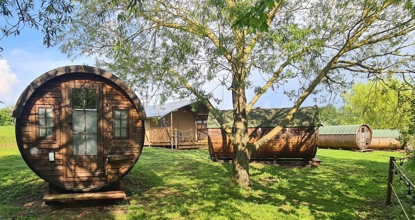 image log cabins in a filed at Adventure 4 You Outdoor Activity Centre