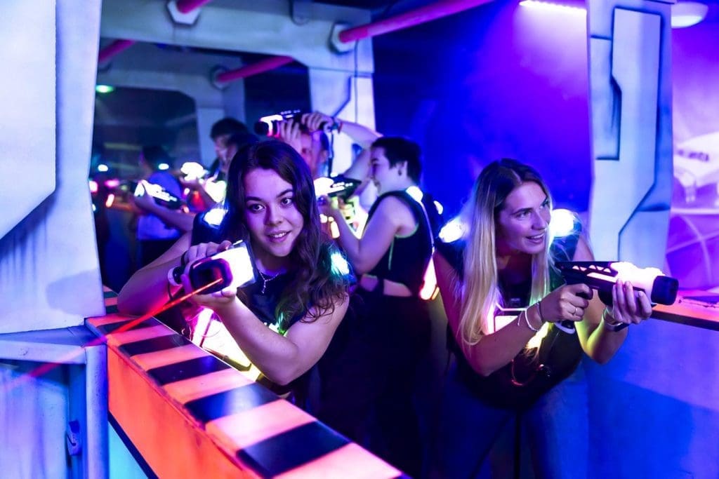 Carnival Golf & Games Merry Hill 3 school group in an indoor laser tag room