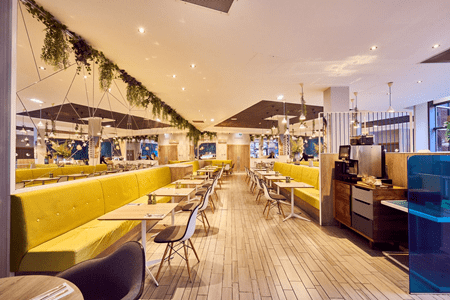 internal social seating area inside hostel in Manchester